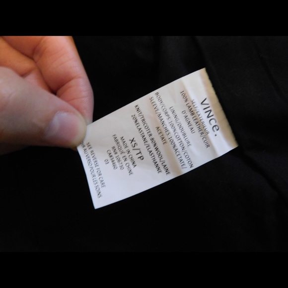 Vince Gray and Black Leather Jacket - Picture 6 of 7